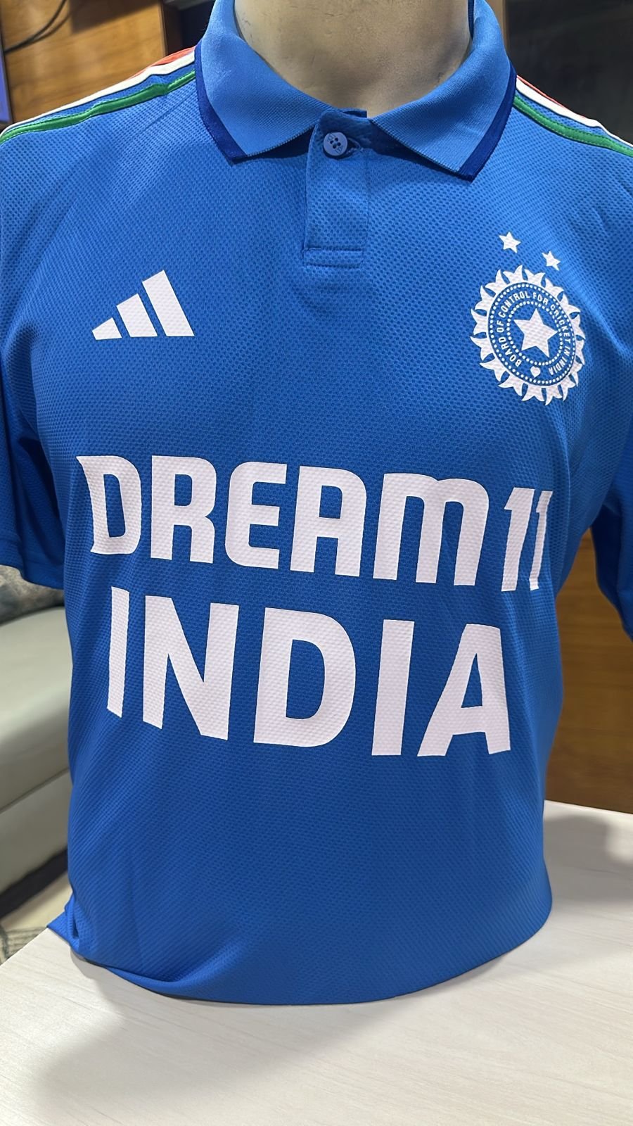 ADIDAS India Cricket Jersey, BCCI Dream11 Fan Edition Shirt Polo Neck Blue